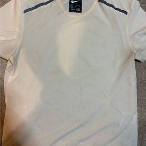 Nike Men's Cream and Gray Short Sleeve Tee